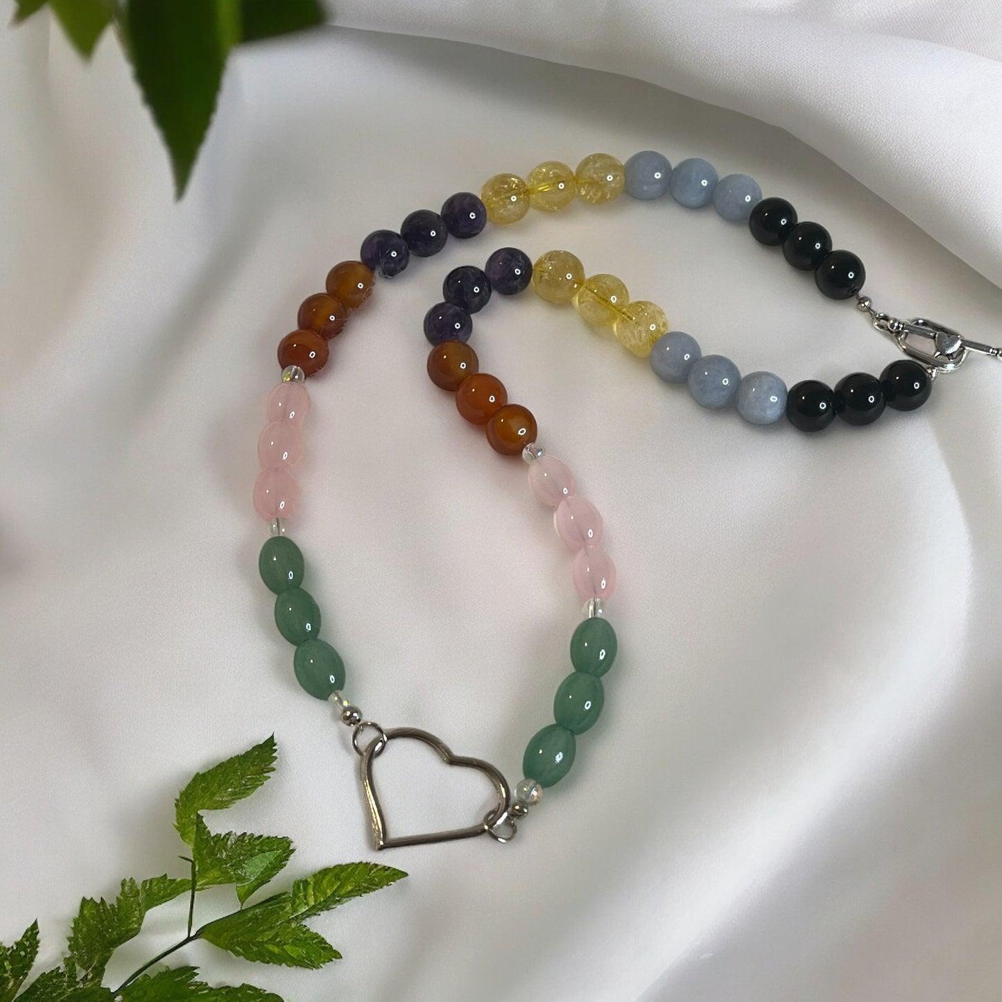Aligned Heart Necklace Seven Chakras Gemstone Jewelry
