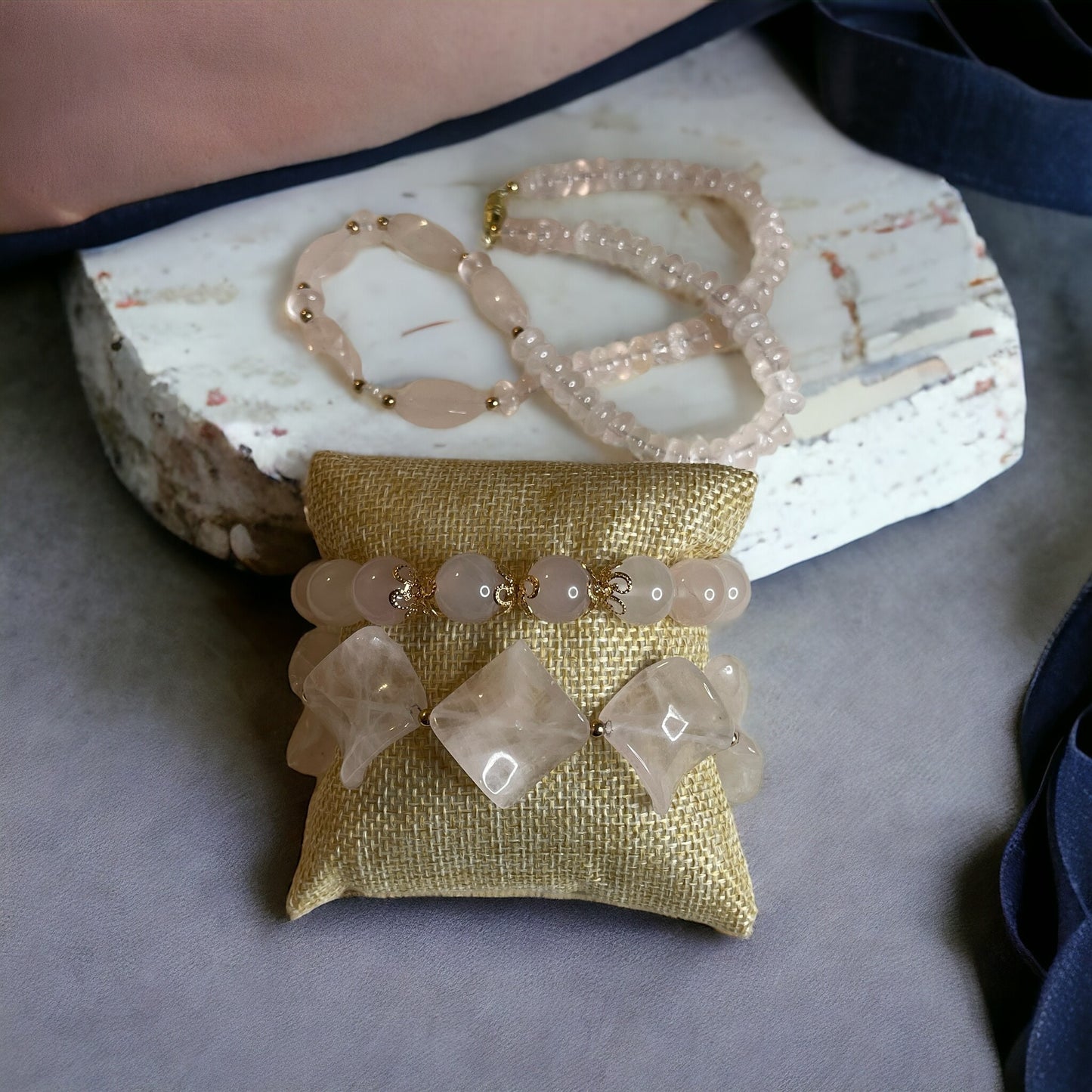 'Soft Power' Rose Quartz Statement Bracelet