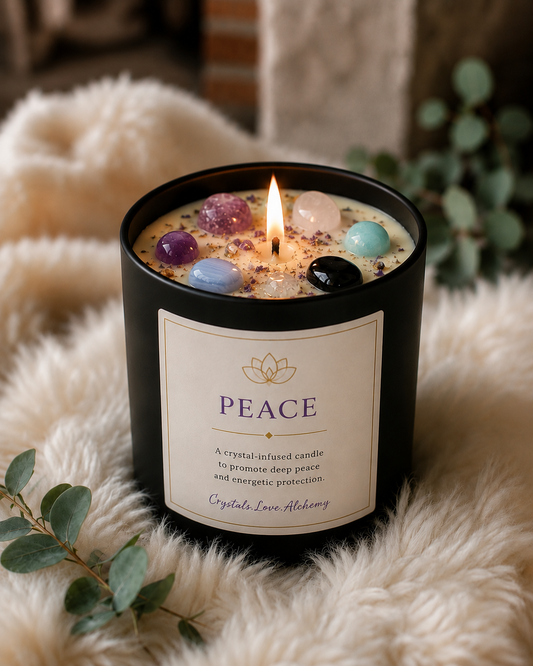 PEACE Crystal-Infused Candle | White Tea, Lavender & Sandalwood