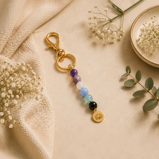 PEACE Crystal Key + Purse Chain